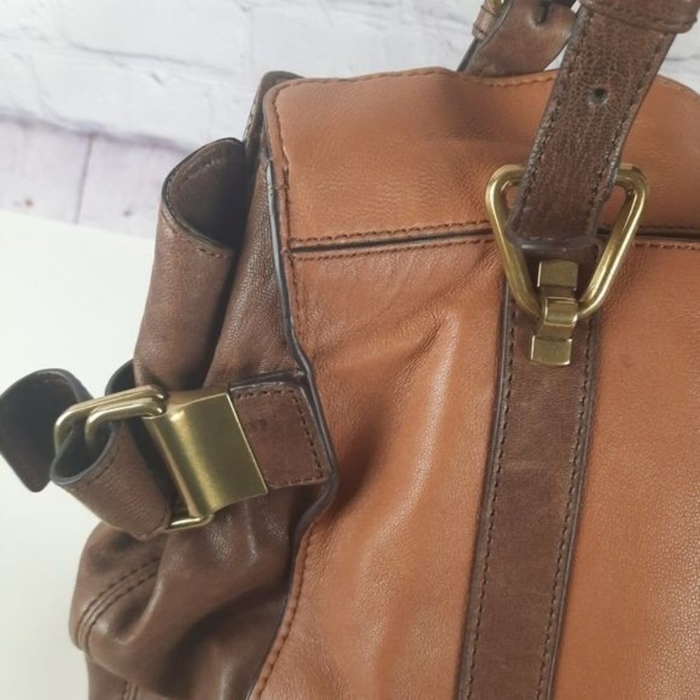 Kooba Colorblock Leather Cognac Satchel Bag Large - Picture 8 of 16